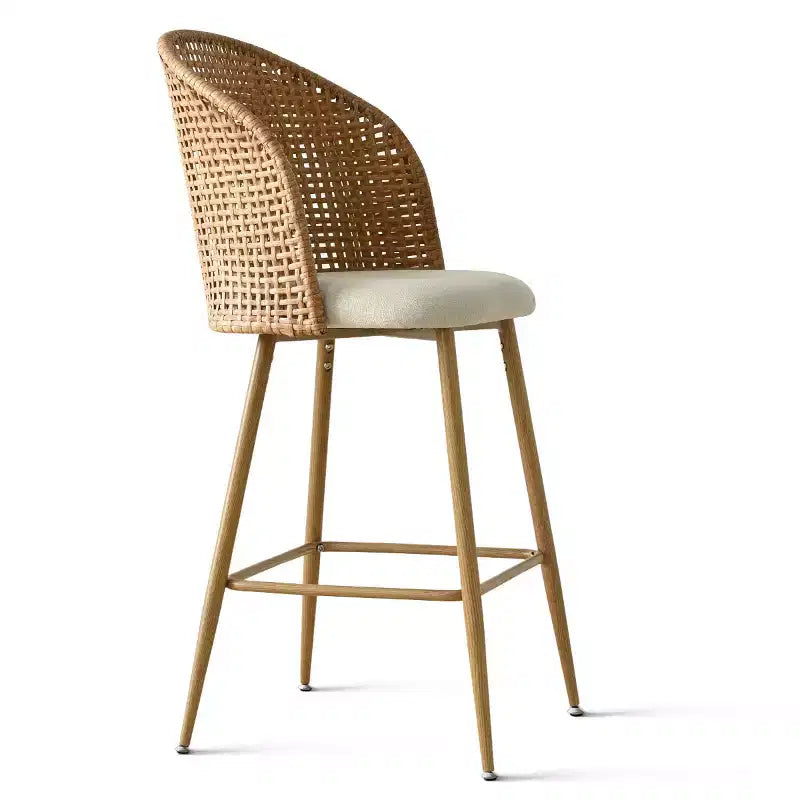 Lot de 2 tabourets de bar en rotin naturel, chaises hautes de 73,6 cm de style bohème avec dossier tissé - Panipeachy
