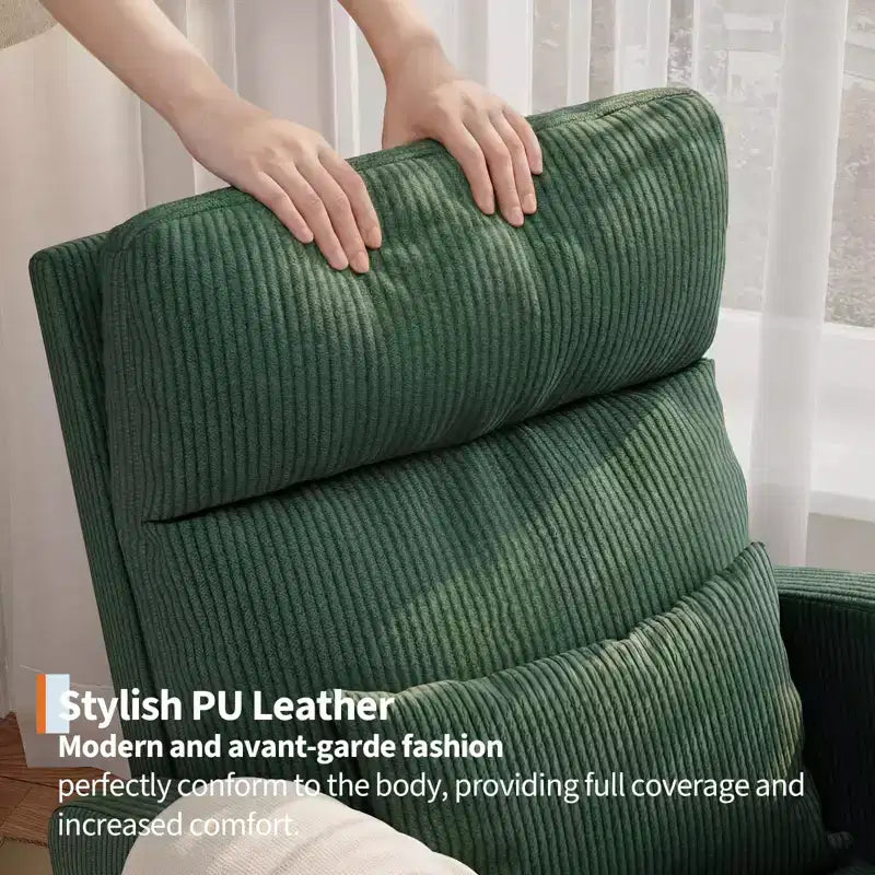 Fauteuil à bascule moderne avec oreiller et poches latérales, pour salon, chambre à coucher