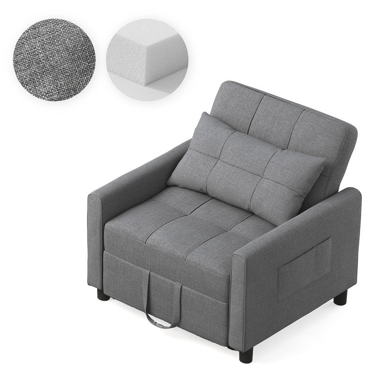 3-in-1 Adjustable Sleeper Sofa Bed, Pull Out Chair Sofa, Convertible Folding Bed for Living Room