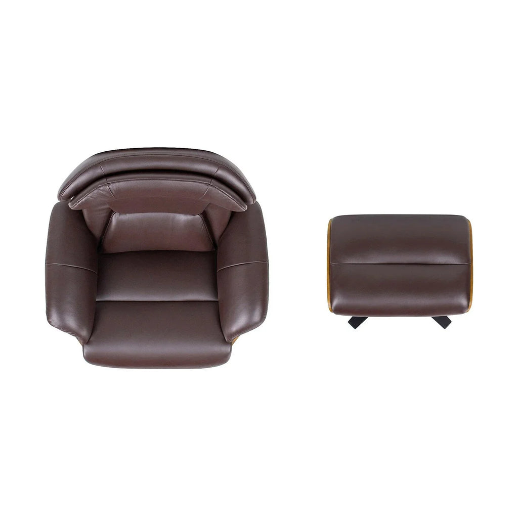 Jovan 31.5 Genuine Leather Recliner Lounge Chair with Ottoman