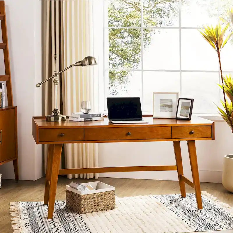 Bureau de travail de style Mid-century avec tiroir de séparation, gestion des câbles et station de charge