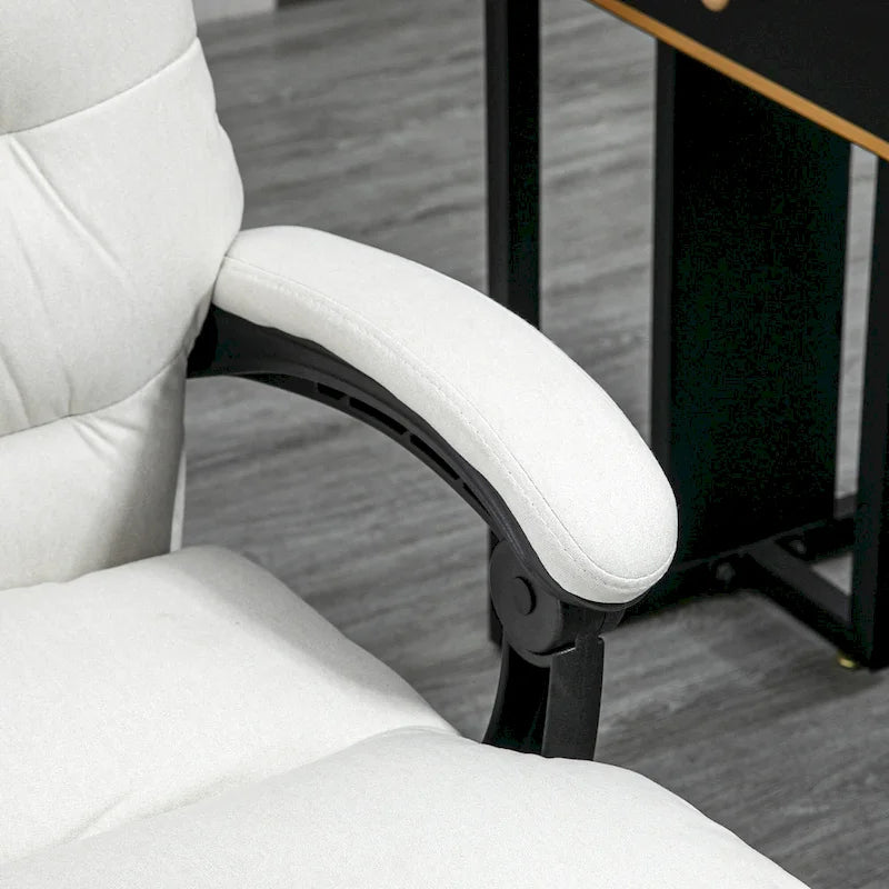 Fauteuil de bureau massant inclinable avec chauffage et vibrations | Microfibre | Blanc crème