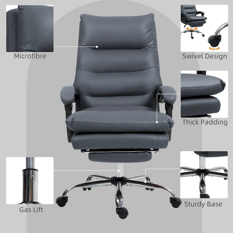 Fauteuil de bureau massant inclinable avec chauffage et vibrations | Microfibre | Blanc crème