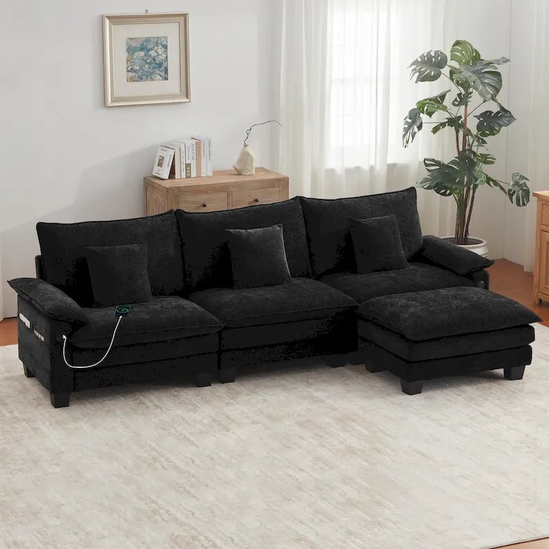 Canapé sectionnel modulaire - Canapé-lit sectionnel convertible avec méridienne pour appartement