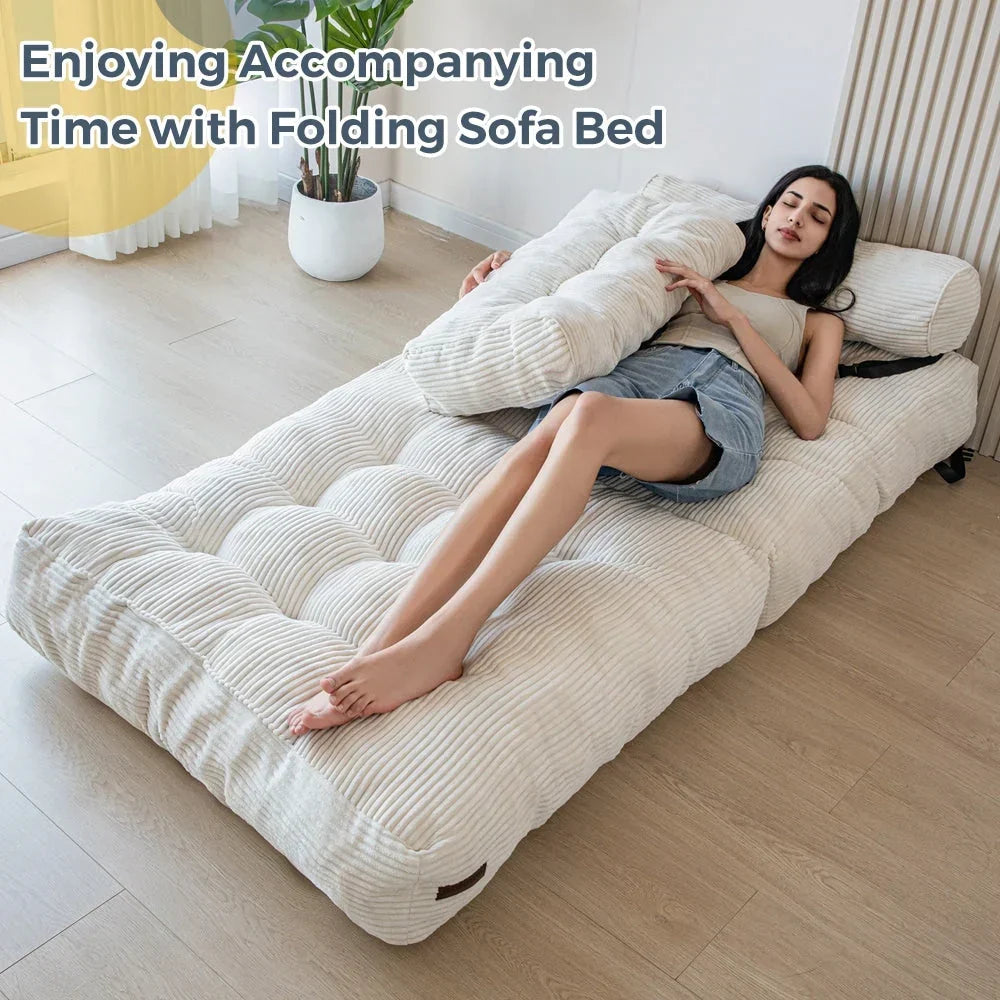 8 Corduroy Folding Couch Sofa Bed,Single