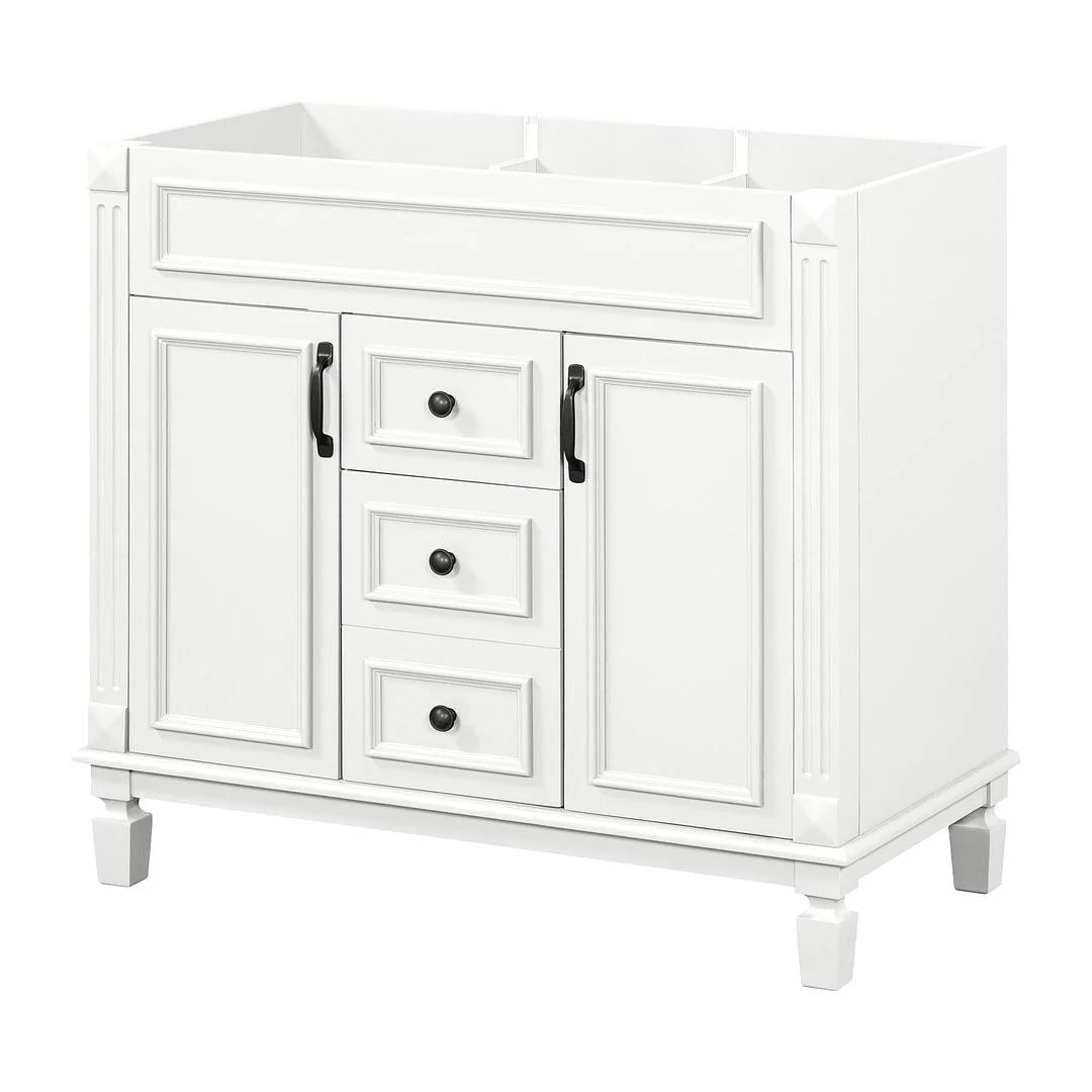 36'' Modern Bathroom Vanity with Top Sink and Mirror Cabinet,2 Doors and 2 Drawers