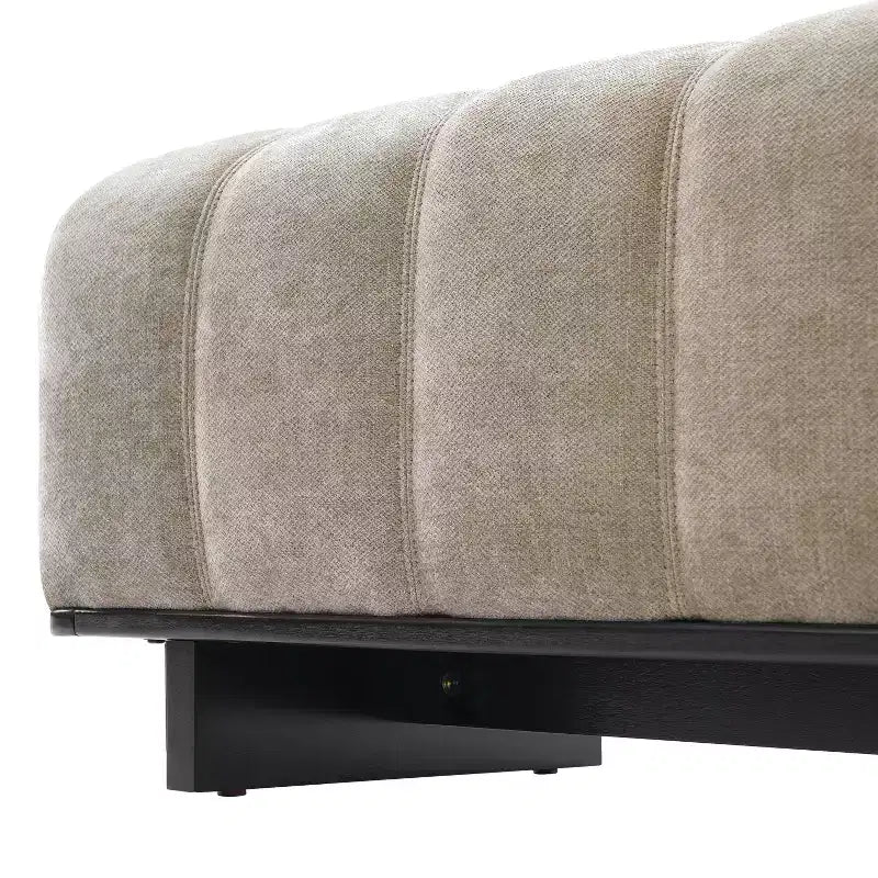 Banc de salle à manger moderne en fausse fourrure capitonnée avec pieds en bois d'hévéa, 63,62