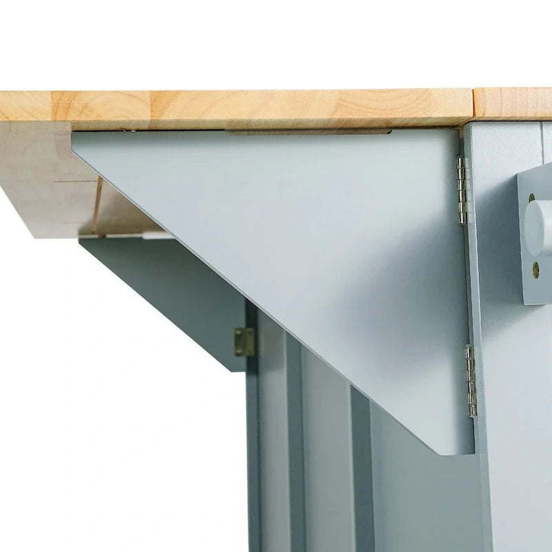Kitchen Cart With Rubber Wood Drop-Leaf Countertop