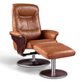 Fauteuil inclinable et pouf pivotants modernes en cuir marron Artiva USA 'Milano'
