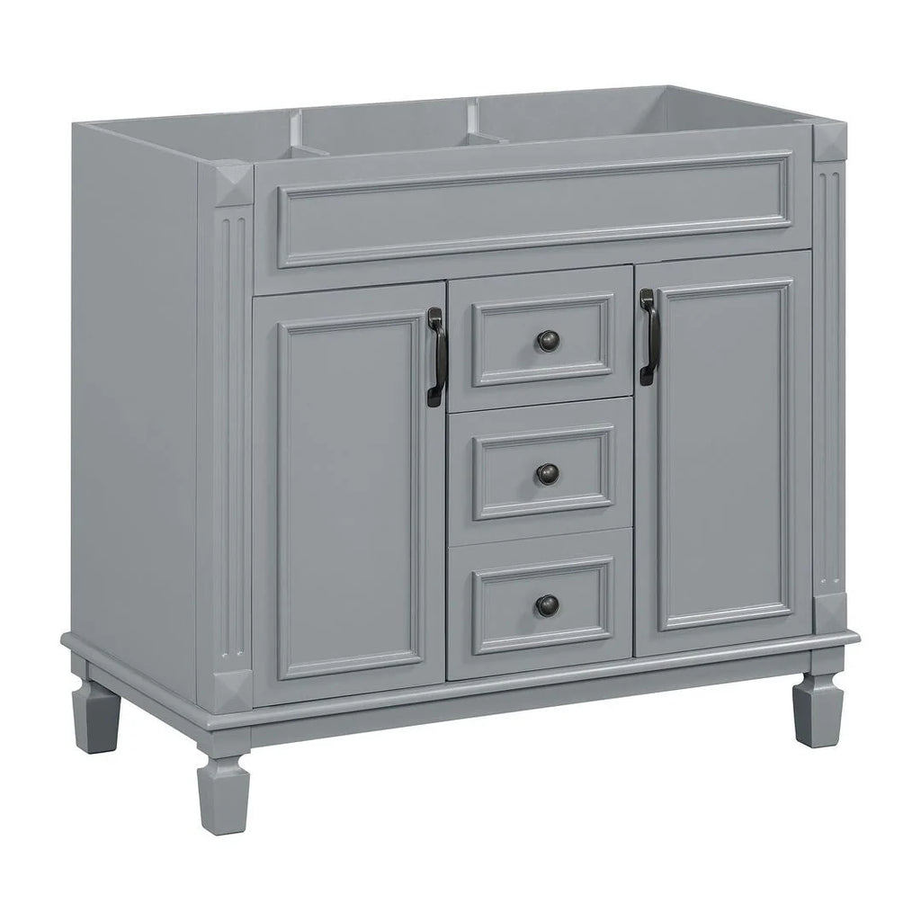 36'' Modern Bathroom Vanity with Top Sink and Mirror Cabinet,2 Doors and 2 Drawers