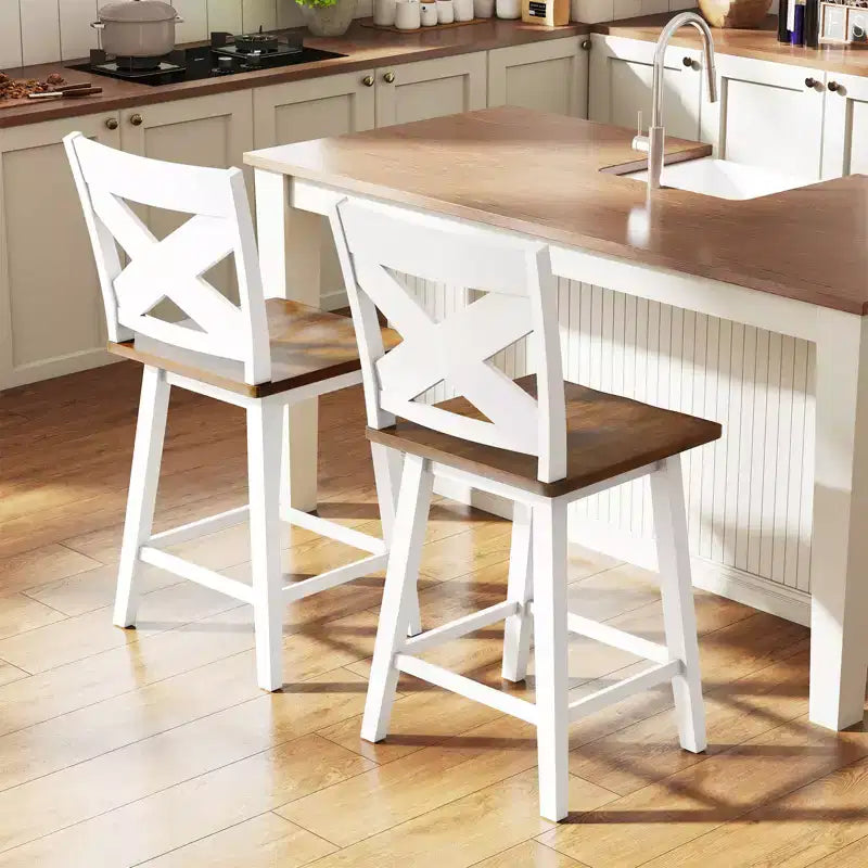 Lot de 4 tabourets de bar pivotants Costway 61 cm avec dossier et grand repose-pieds pour îlot de cuisine
