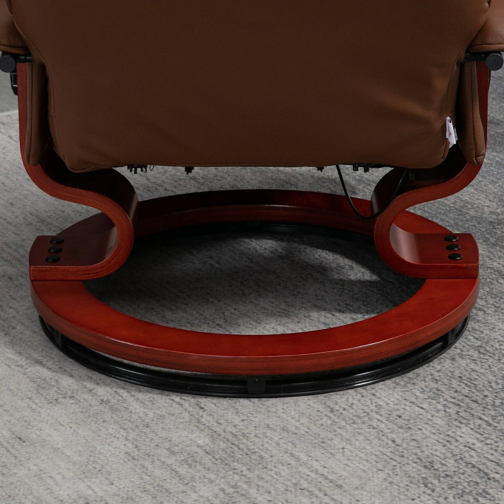 HomCom Faux Leather Adjustable Manual Swivel Base Recliner Chair with Comfortable and Relaxing Footrest