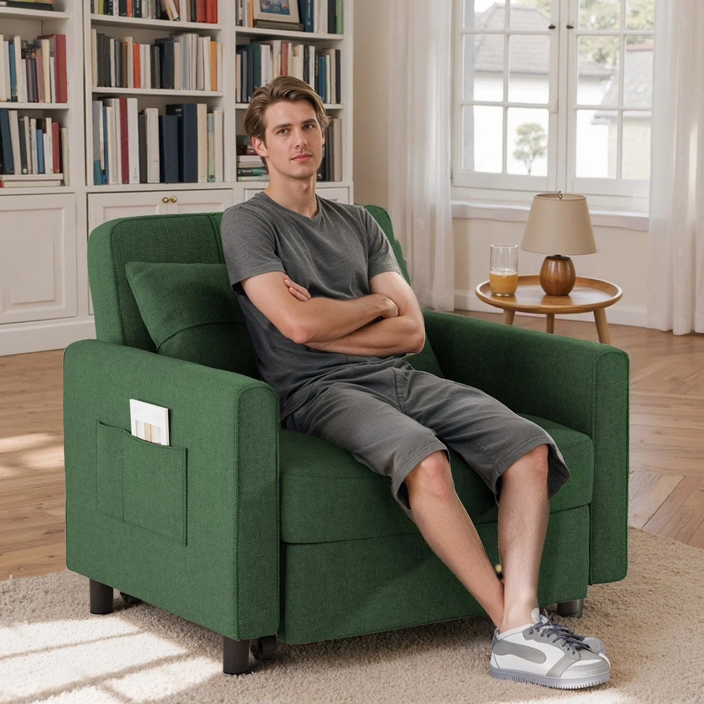 3-in-1 Adjustable Sleeper Sofa Bed, Pull Out Chair Sofa, Convertible Folding Bed for Living Room